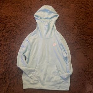 WOMEN'S NIKE SPORTSWEAR CLUB FLEECE FUNNEL-NECK HOODIE- BLUE